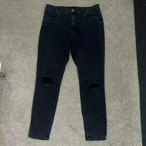 Express skinny high rise 4 way hyper stretch gray washed ripped jeans